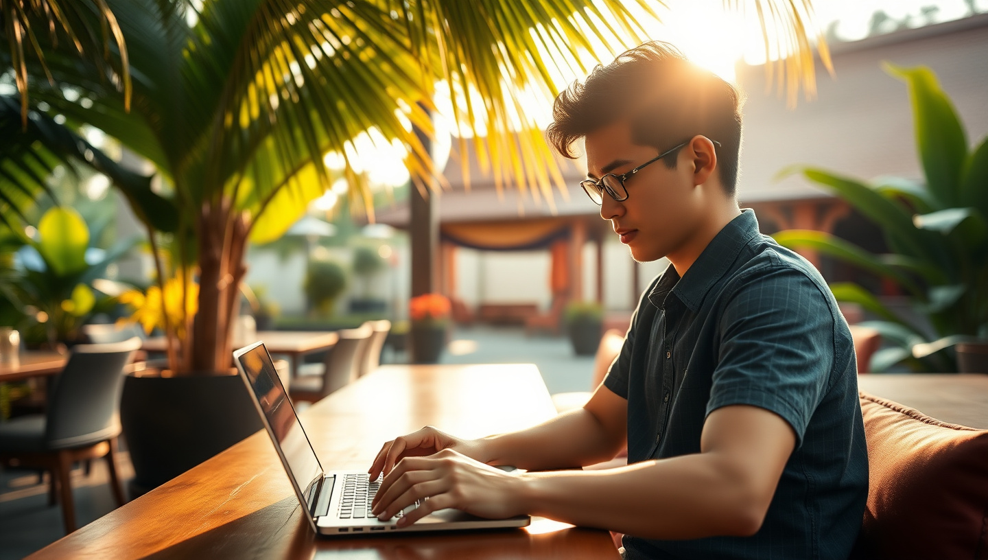 Digital nomad working in Thailand